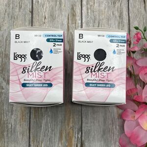 Silken Mist Silky Sheer Leg Control Top Sheer Toe Pantyhose 2, 2-Packs Size B